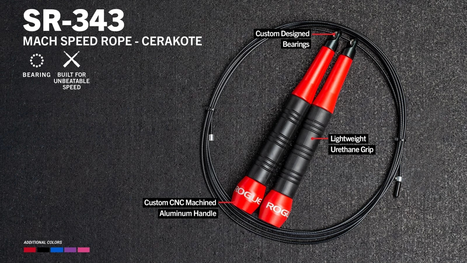 Rogue SR-343 Mach Speed Rope - Cerakote 3 Rogue SR-343 Mach Speed Rope - Cerakote