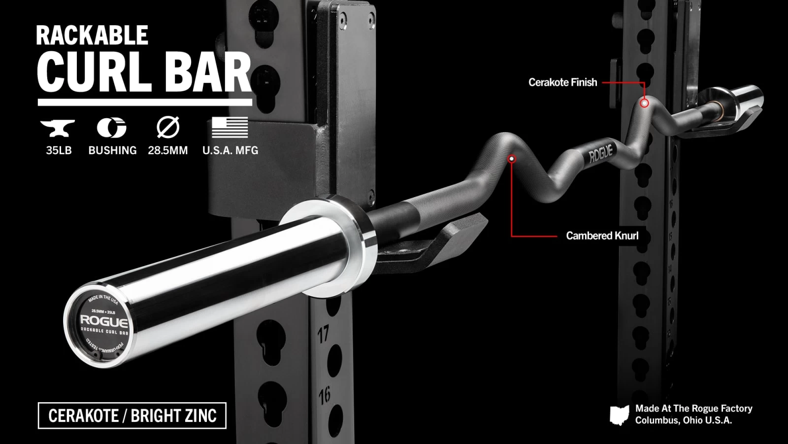 Rogue Rackable Curl Bar - Cerakote 3 Rogue Rackable Curl Bar - Cerakote