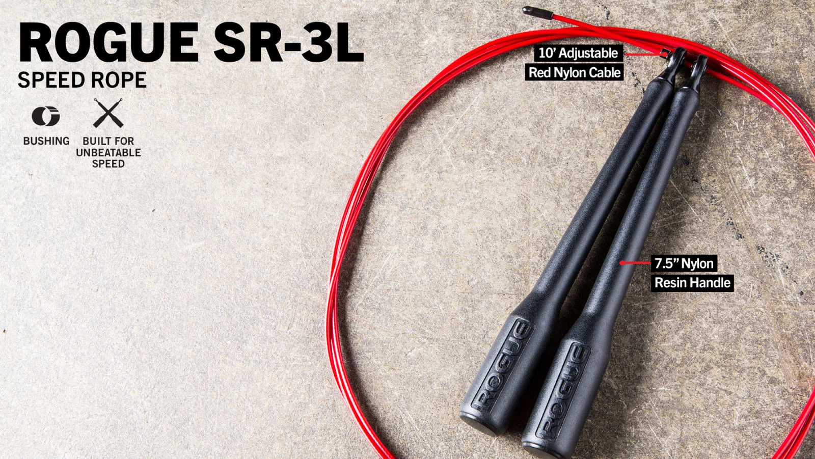 Rogue SR-3L Long Handle Bushing Speed Rope 3 Rogue SR-3L Long Handle Bushing Speed Rope